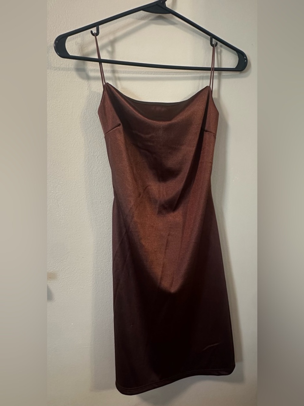 Windsor Satin Cowl Slip Dress - Brown
